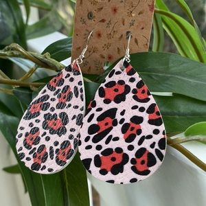 Animal Print Faux Leather Earrings NWT